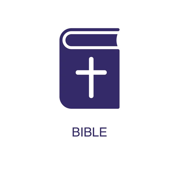 Élément biblique dans un style simple plat sur fond blanc. icône de la Bible, avec modèle de concept de nom de texte — Image vectorielle