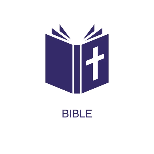 Βιβλικό στοιχείο σε επίπεδο απλό στυλ σε λευκό φόντο. Εικονίδιο Βίβλου, με πρότυπο έννοιας ονόματος κειμένου — Διανυσματικό Αρχείο