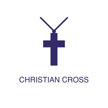 Beyaz zemin üzerinde düz basit bir şekilde Hıristiyan çapraz ögesi. Metin adı konsept şablonuyla Hıristiyan haç simgesi