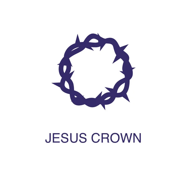 Elément couronne Jésus en style plat et simple sur fond blanc. icône de la couronne de Jésus, avec modèle de concept de nom de texte — Image vectorielle