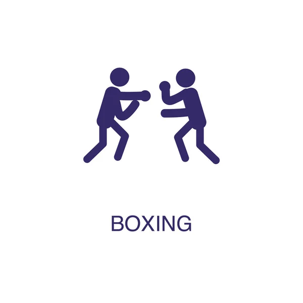 Elemento de boxeo en estilo plano simple sobre fondo blanco. Icono de boxeo, con plantilla de concepto de nombre de texto — Vector de stock