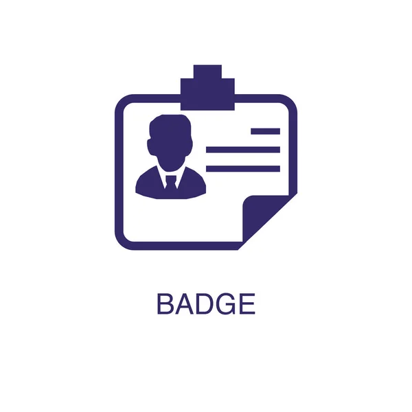 Elément de badge dans un style plat et simple sur fond blanc. icône de badge, avec modèle de concept de nom de texte — Image vectorielle