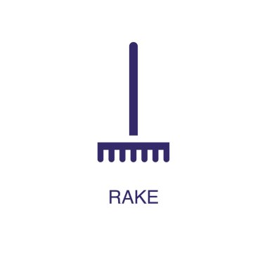 Beyaz arkaplanda düz basit biçimde tırmık ögesi. Metin adı konsept şablonuyla tırmık simgesi