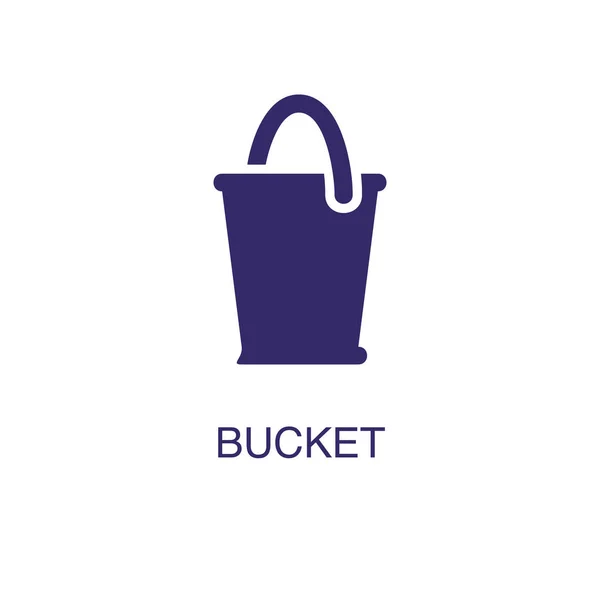 Bucket element in flat simple style on white background. Bucket icon, with text name concept template — Stock Vector