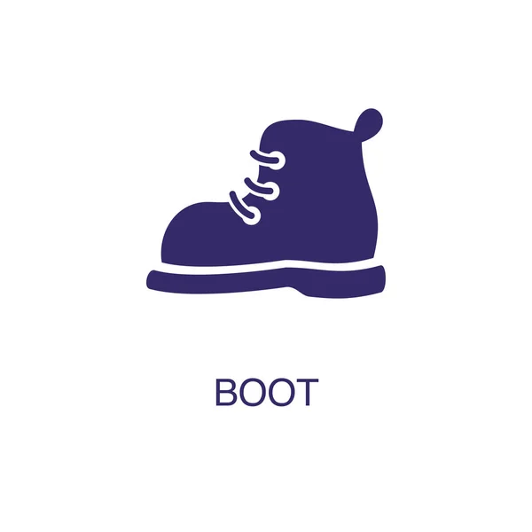 Boot element in flat simple style on white background. Boot icon, with text name concept template — Stock Vector