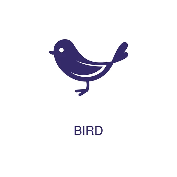 Elemento pájaro en estilo plano simple sobre fondo blanco. Icono de pájaro, con plantilla de concepto de nombre de texto — Vector de stock