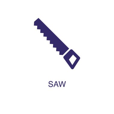 Beyaz arkaplanda düz basit bir şekilde öge gördü. Metin adı konsept şablonuna sahip bir simge gördü