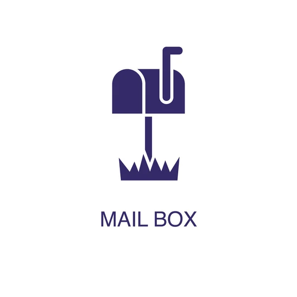 Elemento de buzón de correo en estilo plano simple sobre fondo blanco. Icono de casilla de correo, con plantilla de concepto de nombre de texto — Archivo Imágenes Vectoriales