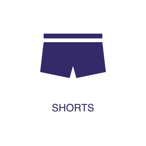 Elemento shorts em estilo simples plana no fundo branco. Ícone de shorts, com modelo de conceito de nome de texto — Vetor de Stock