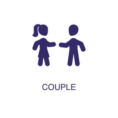 Beyaz arka planda düz basit bir şekilde birkaç element. Metin adı konsept şablonuna sahip çift simgesi