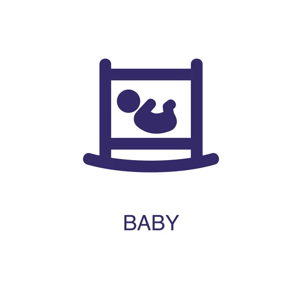 Élément bébé dans un style simple plat sur fond blanc. Icône bébé, avec modèle de concept de nom de texte — Image vectorielle