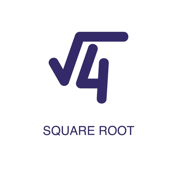 Square root element in flat simple style on white background. Square root icon, with text name concept template