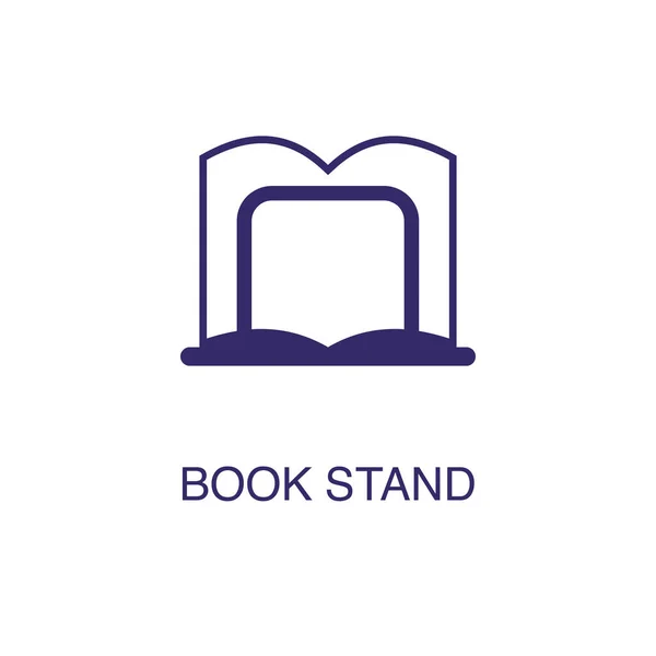 Book stand element in flat simple style on white background. Book stand icon, with text name concept template — ストックベクタ