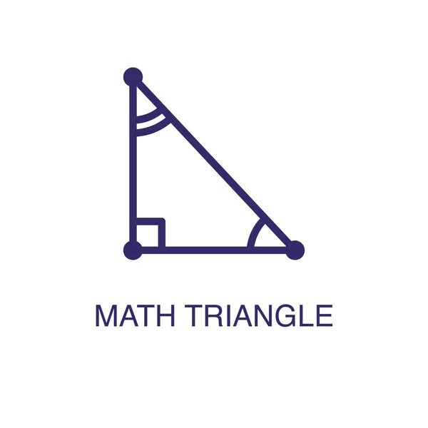 Elemento triángulo matemático en estilo plano simple sobre fondo blanco. Icono de triángulo matemático, con plantilla de concepto de nombre de texto — Vector de stock