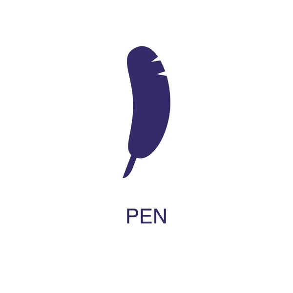 Elemento penna in stile semplice e piatto su sfondo bianco. Icona della penna, con il modello di concetto del nome del testo — Vettoriale Stock