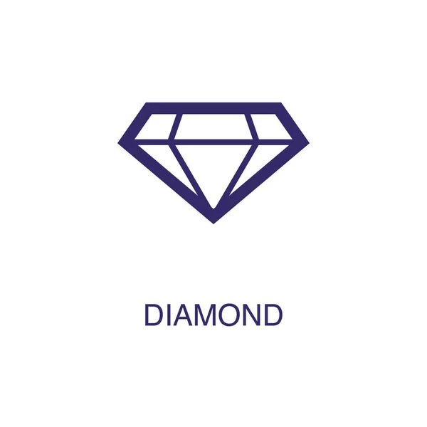 Diamond element i platt enkel stil på vit bakgrund. Diamantikon, med textnamn koncept — Stock vektor