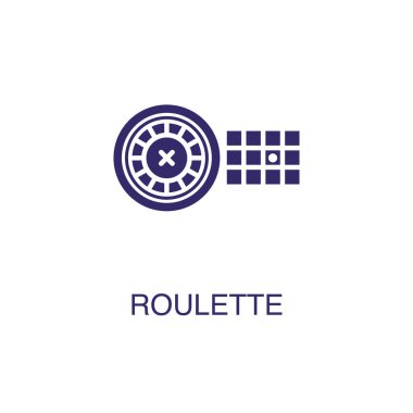 Rulet elemanı düz basit bir şekilde beyaz arkaplanda. Metin adı konsept şablonuyla rulet simgesi