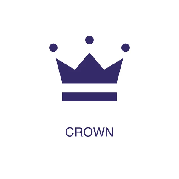 Beyaz zemin üzerinde düz basit bir stil ile Crown ögesi. Metin adı konsept şablonlu Crown simgesi — Stok Vektör