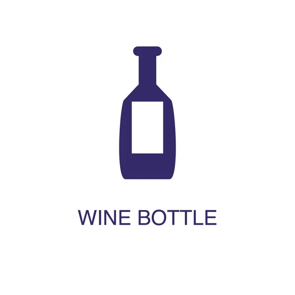 Wine bottle element in flat simple style on white background. Wine bottle icon, with text name concept template — Stock Vector