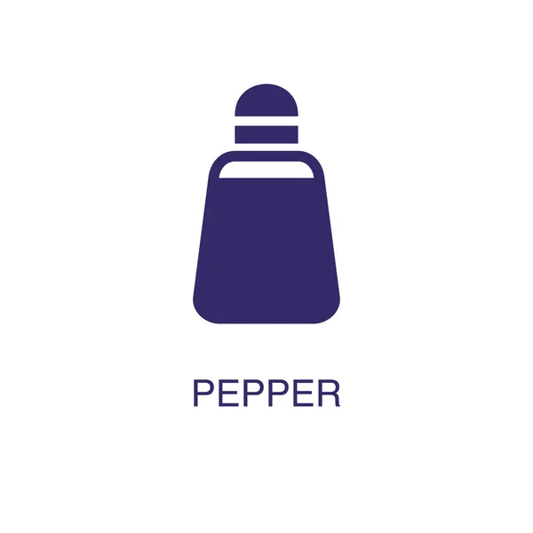 Peper element in platte eenvoudige stijl op witte achtergrond. Pepper icoon, met tekstnaam concept template — Stockvector