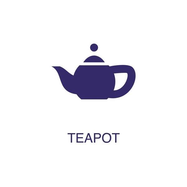 Teekanne Element in flachen einfachen Stil auf weißem Hintergrund. Teekannen-Symbol, mit Textnamen-Konzept-Vorlage — Stockvektor