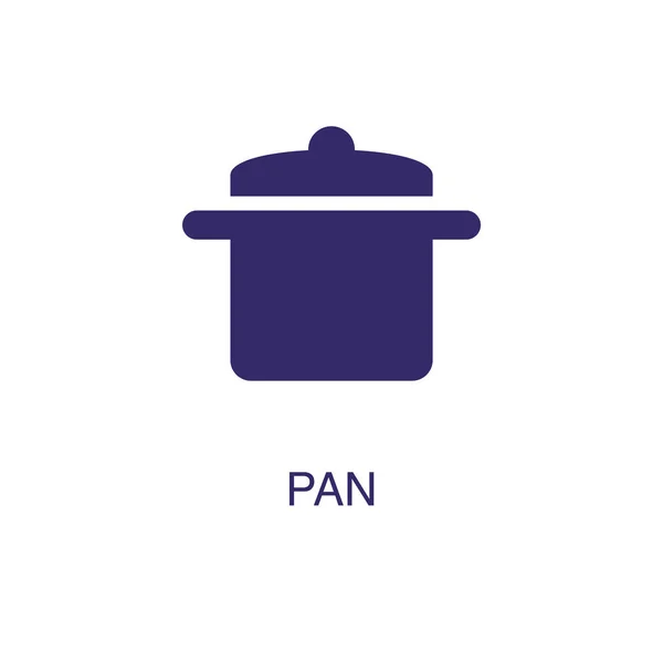 Elemento Pan en estilo plano simple sobre fondo blanco. Icono Pan, con plantilla de concepto de nombre de texto — Vector de stock