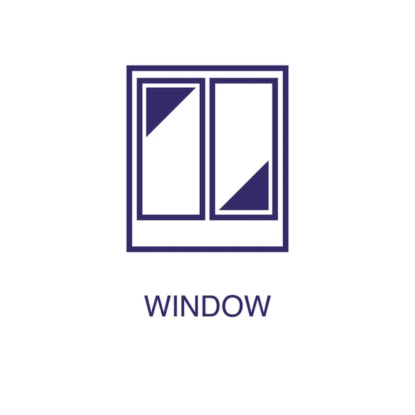 Elemento ventana en estilo plano simple sobre fondo blanco. Icono de ventana, con plantilla de concepto de nombre de texto — Vector de stock