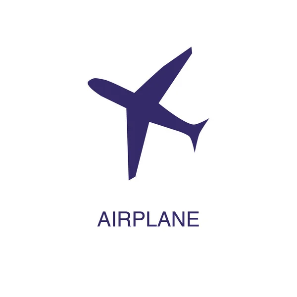 비행기 요소는 흰색 배경에 단순 한 형태로 되어 있다. 비행기 아이콘, 텍스트 이름 템플릿 과 함께 — 스톡 벡터
