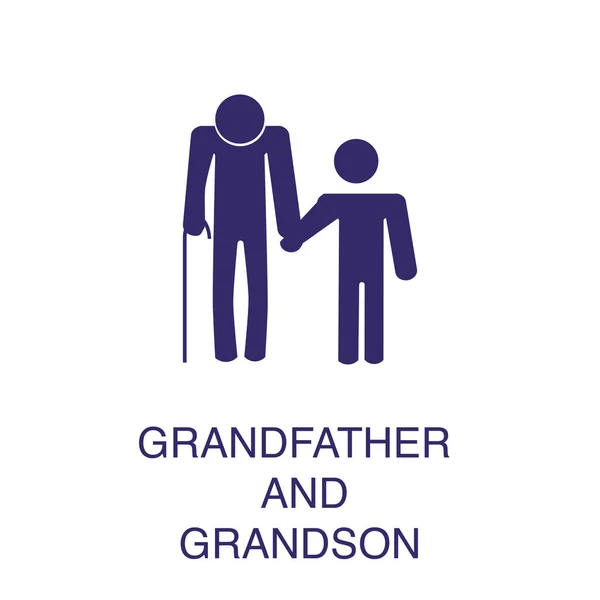 Бабушка парит ребенка в плоском простом стиле на белом фоне. Бабушка с ребенком на иконе, с текстовым именем — стоковый вектор