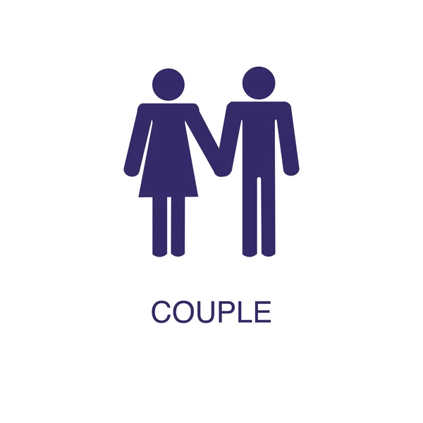 Couple element in flat simple style on white background. Couple icon, with text name concept template — ストックベクタ