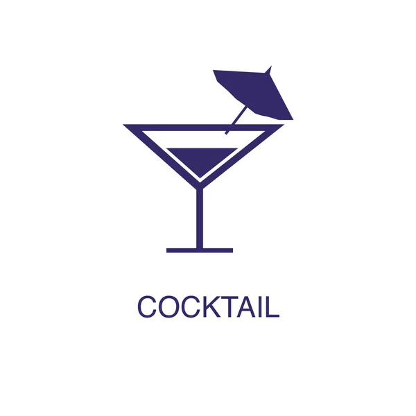 Cocktail στοιχείο σε επίπεδο απλό στυλ σε λευκό φόντο. Εικονίδιο κοκτέιλ, με πρότυπο έννοιας ονόματος κειμένου — Διανυσματικό Αρχείο