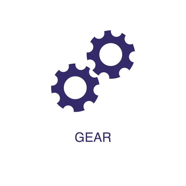 Gear στοιχείο σε επίπεδο απλό στυλ σε λευκό φόντο. Εικονίδιο εργαλείων, με πρότυπο έννοιας ονόματος κειμένου — Διανυσματικό Αρχείο