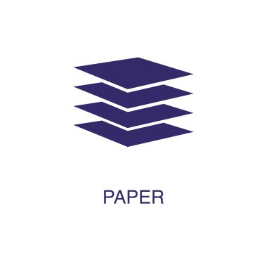 Kağıt ögesi beyaz arkaplanda düz basit bir şekilde. Metin adı konsept şablonlu kağıt simgesi