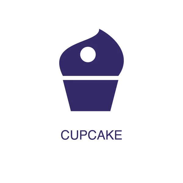 Cupcake-Element in flachem, schlichten Stil auf weißem Hintergrund. Cupcake-Symbol, mit Textvorlage für Konzept-Namen — Stockvektor