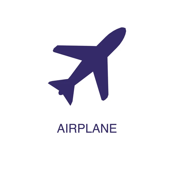 비행기 요소는 흰색 배경에 단순 한 형태로 되어 있다. 비행기 아이콘, 텍스트 이름 템플릿 과 함께 — 스톡 벡터