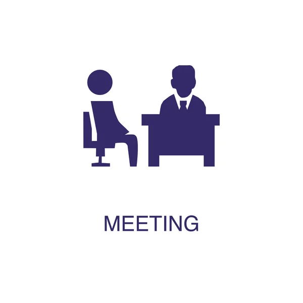 Meeting element in flat simple style on white background. Meeting icon, with text name concept template — Stock Vector