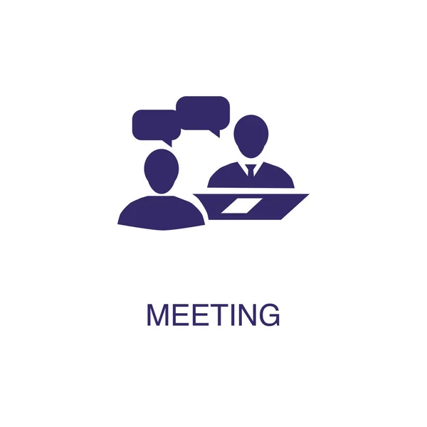 Meeting element in flat simple style on white background. Meeting icon, with text name concept template — Stock Vector