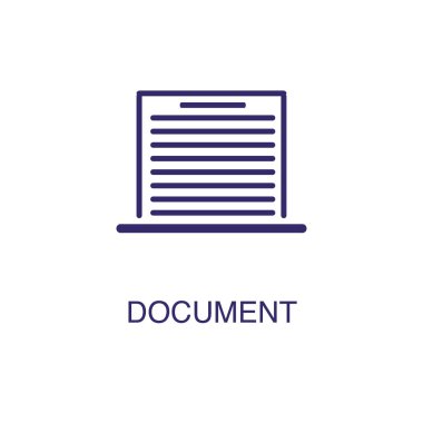 Beyaz arkaplanda düz basit biçimdeki belge ögesi. Metin adı konsept şablonuna sahip belge simgesi