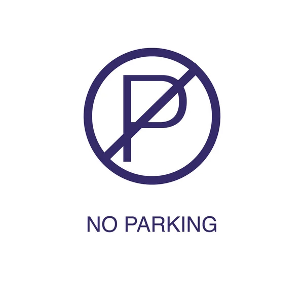 No hay elemento de estacionamiento en estilo plano simple sobre fondo blanco. Sin icono de estacionamiento, con plantilla de concepto de nombre de texto — Archivo Imágenes Vectoriales