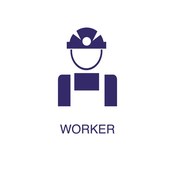 Worker element in flat simple style on white background. Worker icon, with text name concept template — ストックベクタ