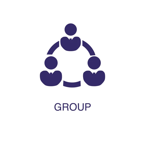 Στοιχείο ομάδας σε επίπεδο απλό στυλ σε λευκό φόντο. Εικονίδιο ομάδας, με πρότυπο έννοιας ονόματος κειμένου — Διανυσματικό Αρχείο