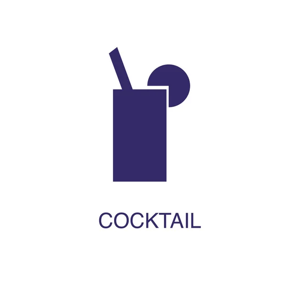 Élément de cocktail dans un style simple plat sur fond blanc. Icône cocktail, avec modèle de concept de nom de texte — Image vectorielle