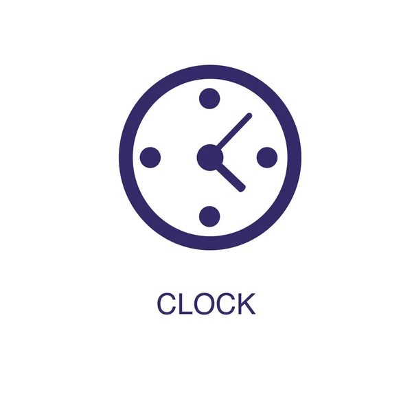 Uhr Element in flachem, schlichten Stil auf weißem Hintergrund. Uhr-Symbol, mit Textnamensvorlage — Stockvektor