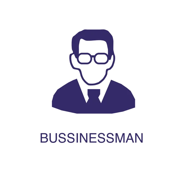 Businessman element w płaskim prostym stylu na białym tle. Ikona biznesmena, z szablonem koncepcji nazwy tekstu — Wektor stockowy