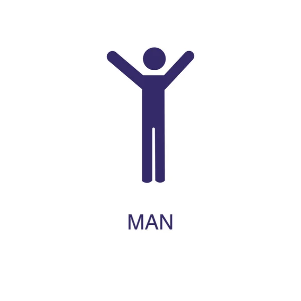 Man element in flat simple style on white background. Man icon, with text name concept template — ストックベクタ