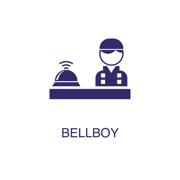 Bellboy-Element in flachem, schlichten Stil auf weißem Hintergrund. bellboy icon, mit Textvorlage für Konzept-Namen — Stockvektor