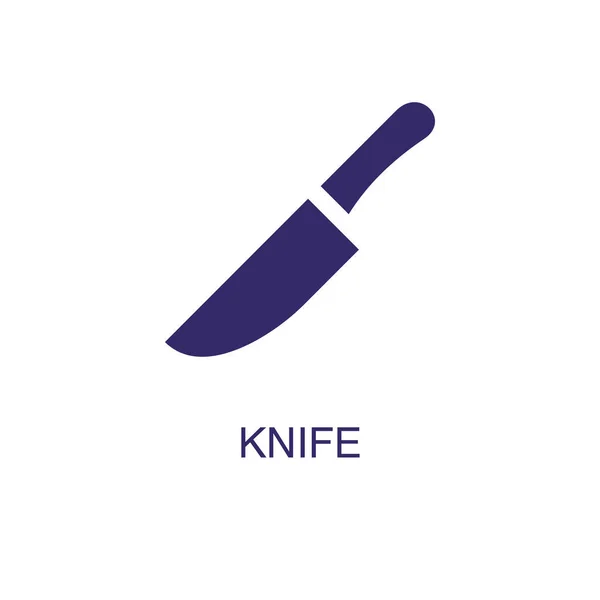 Cuchillo elemento en estilo plano simple sobre fondo blanco. Icono de cuchillo, con plantilla de concepto de nombre de texto — Vector de stock