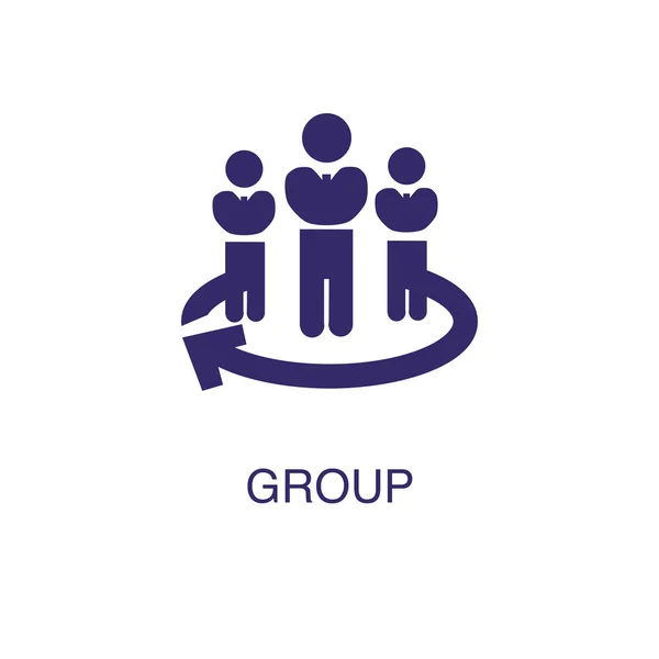 Elemento de grupo em estilo simples plano sobre fundo branco. Ícone de grupo, com modelo de conceito de nome de texto — Vetor de Stock
