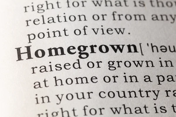 Wörterbuch-Definition von homegrown — Stockfoto