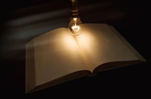 Book and light bulb — Stock Photo, Image